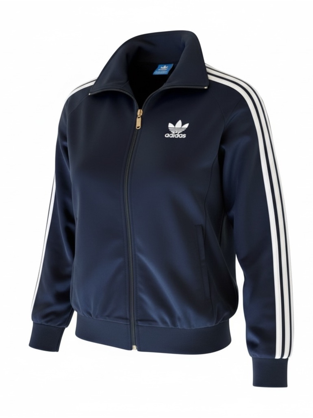 Adidas Originals Navy Blue Trefoil 3-Stripe Track Jacket Women’s Small Fitted